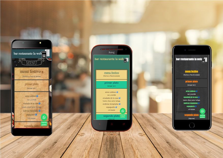 moviles con la app fondo restaurante